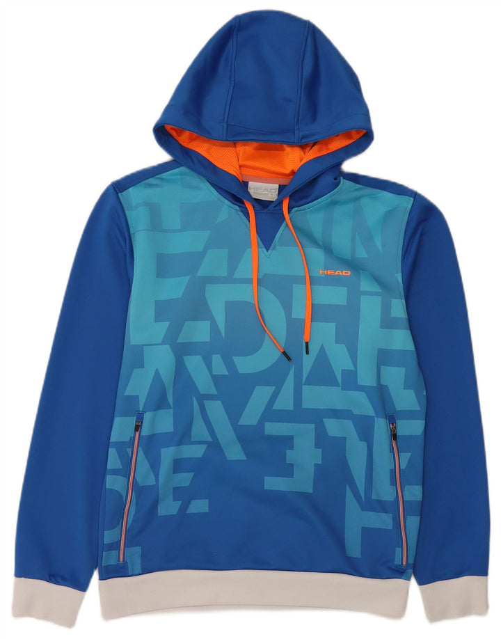 HEAD Mens Graphic Hoodie Jumper IT 48 Small Blue Polyester