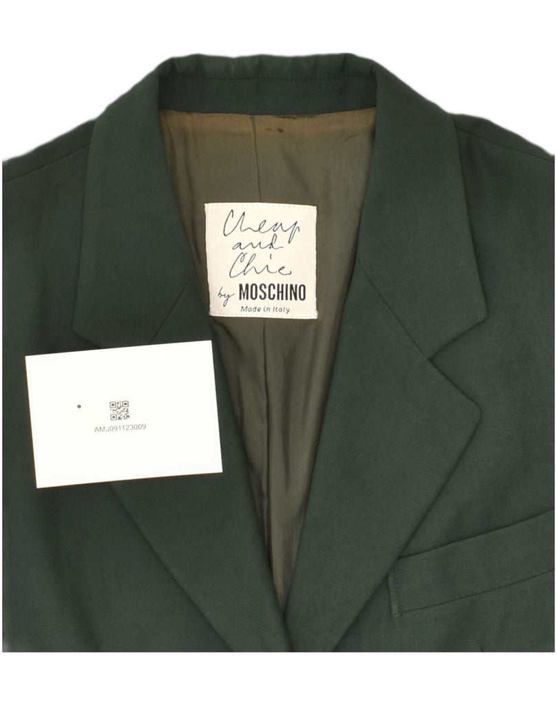 MOSCHINO Womens 3 Button Blazer Jacket UK 14 Large Green | Vintage Moschino | Thrift | Second-Hand Moschino | Used Clothing | Messina Hembry 