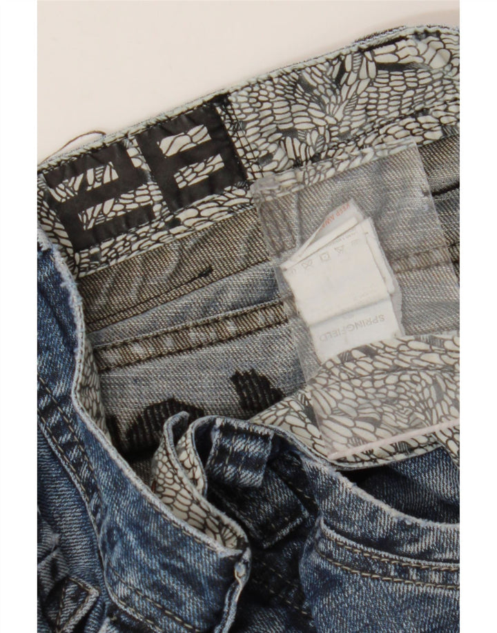 Springfield Mens Graphic Straight Jeans W28 L30 Blue Cotton