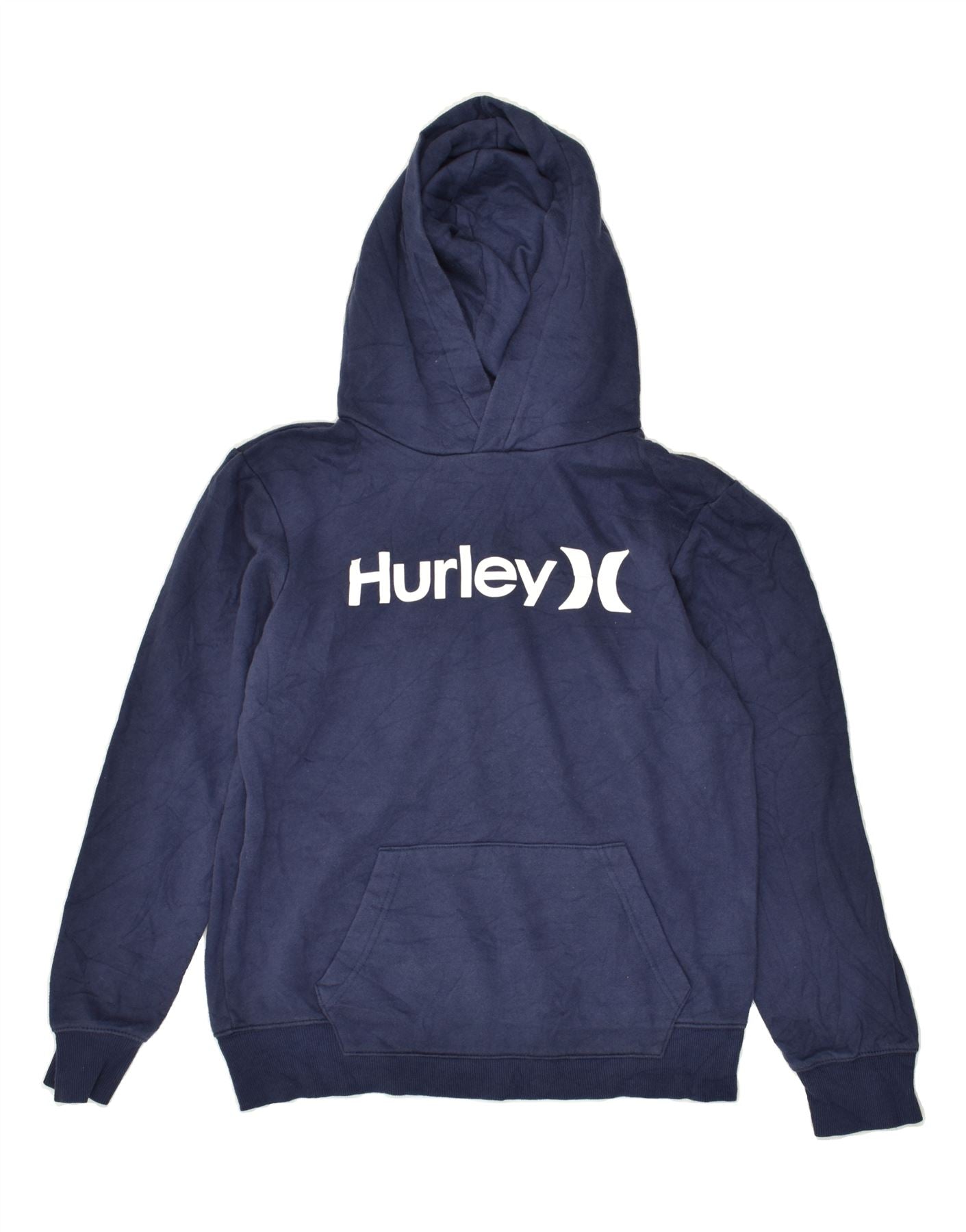 HURLEY Boys Graphic Hoodie Jumper 15 16 Years XL Navy Blue Cotton Vintage Second Hand Clothing Online Messina Hembry