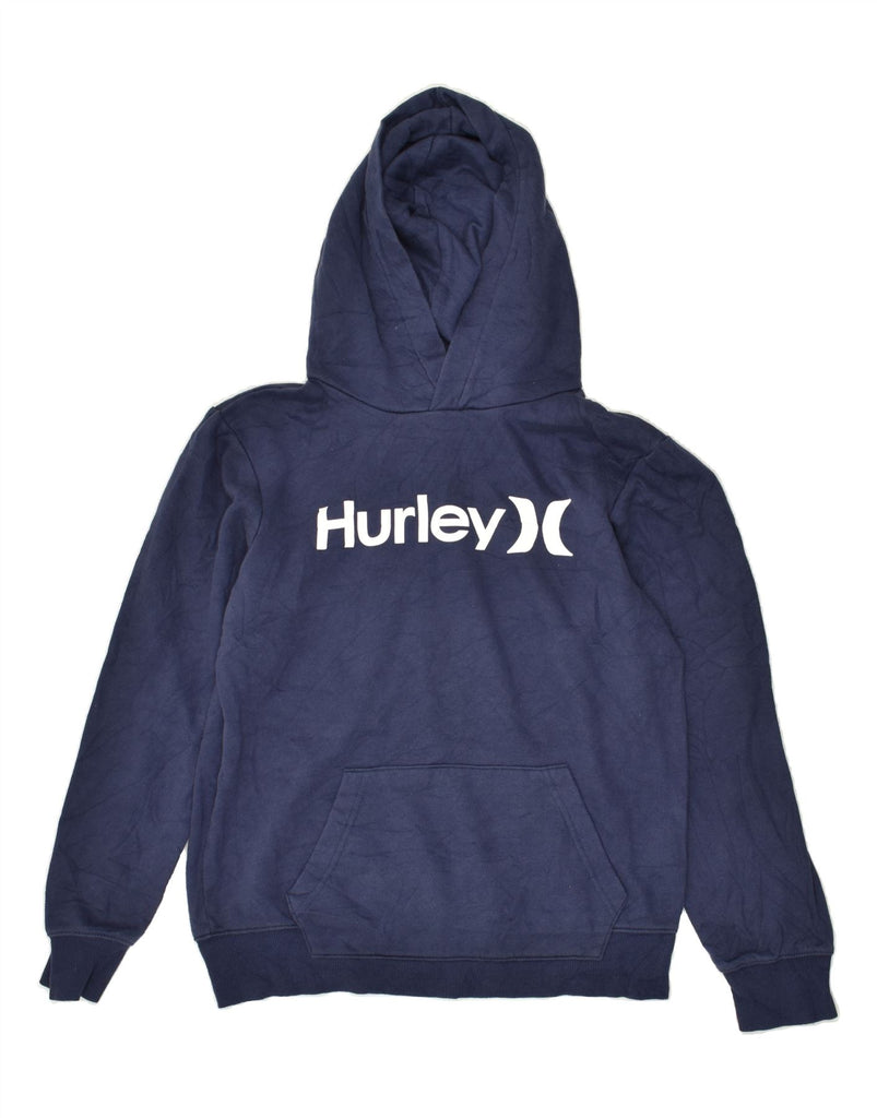 HURLEY Boys Graphic Hoodie Jumper 15-16 Years XL  Navy Blue Cotton | Vintage Hurley | Thrift | Second-Hand Hurley | Used Clothing | Messina Hembry 