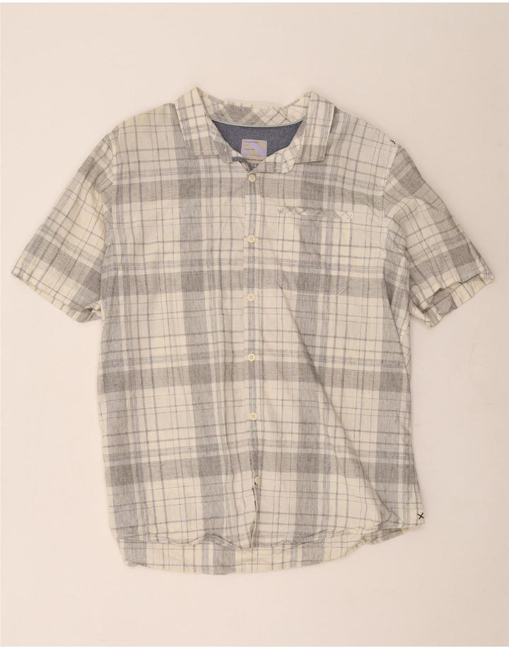 Fat Face Mens Short Sleeve Shirt 2XL Grey Check Cotton