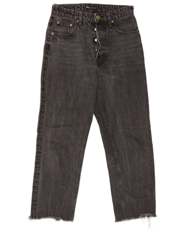 Zara Womens High Waist Cropped Jeans EU 38 Small W28 L24 Grey