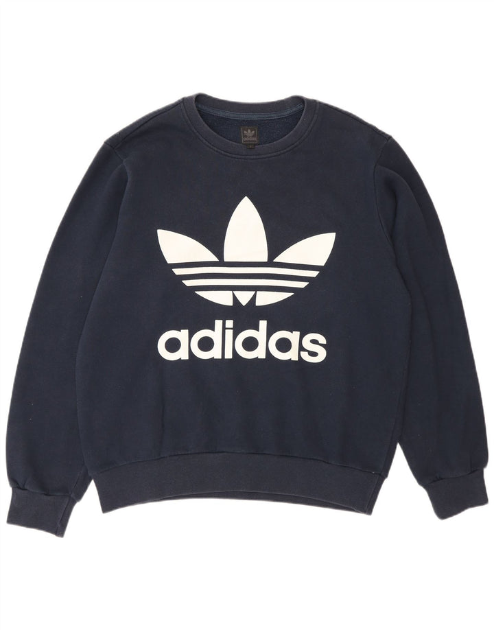 Adidas Mens Graphic Sweatshirt Jumper Small Navy Blue Cotton
