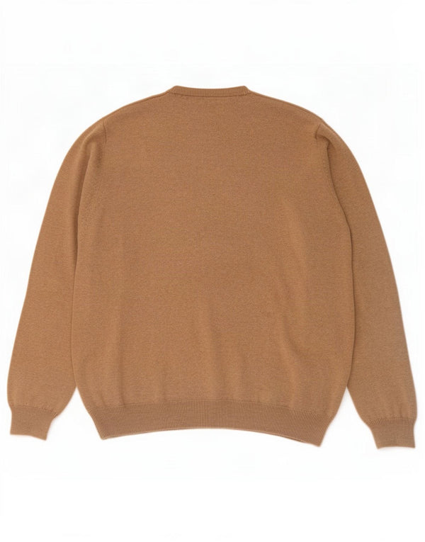 Marks & Spencer Mens V-Neck Jumper Sweater Large Beige Cotton