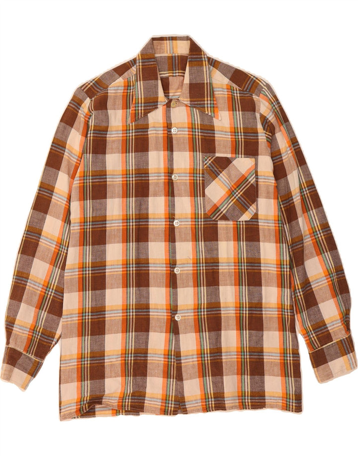 VINTAGE Mens Flannel Shirt Medium Brown Check Vintage Vintage and Second-Hand Vintage from Messina Hembry 