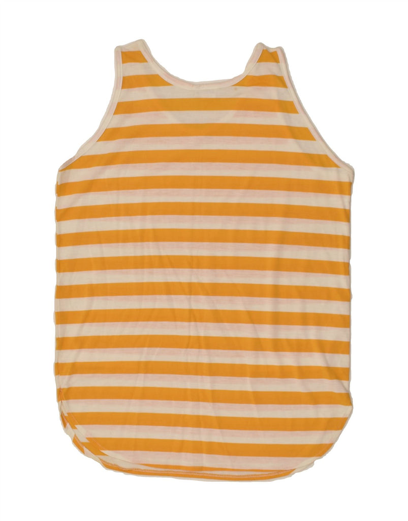 VINTAGE Womens Vest Top IT 50 XL Yellow Striped Acrylic | Vintage Vintage | Thrift | Second-Hand Vintage | Used Clothing | Messina Hembry 