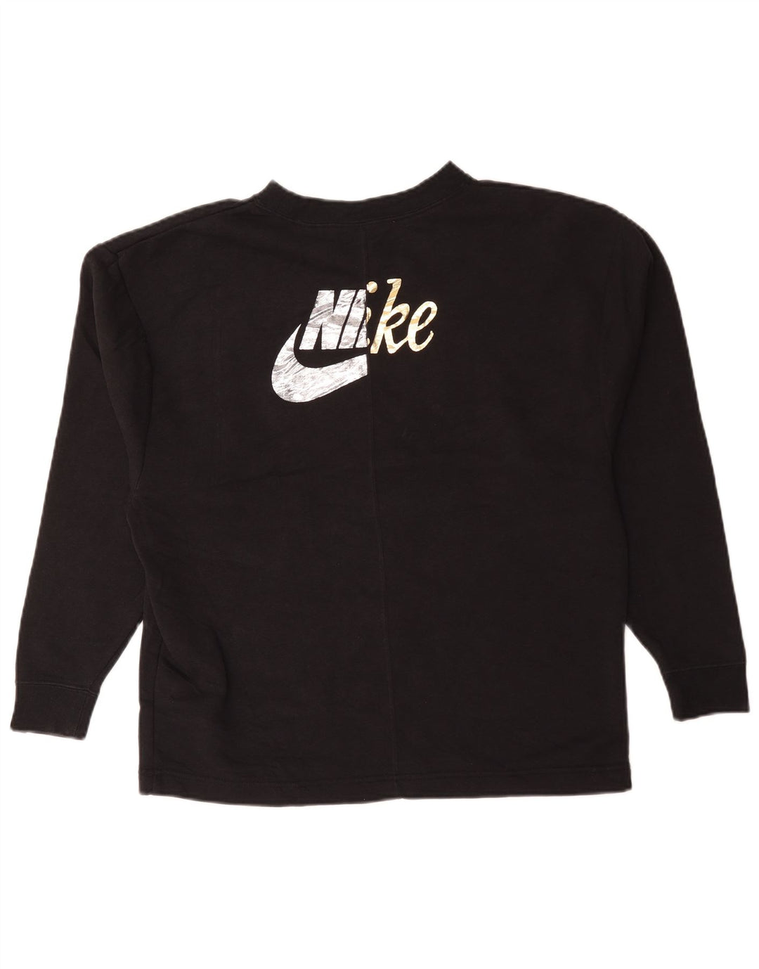 Nike Womens Graphic Oversized Sweatshirt Jumper UK 10 Small Black Cotton