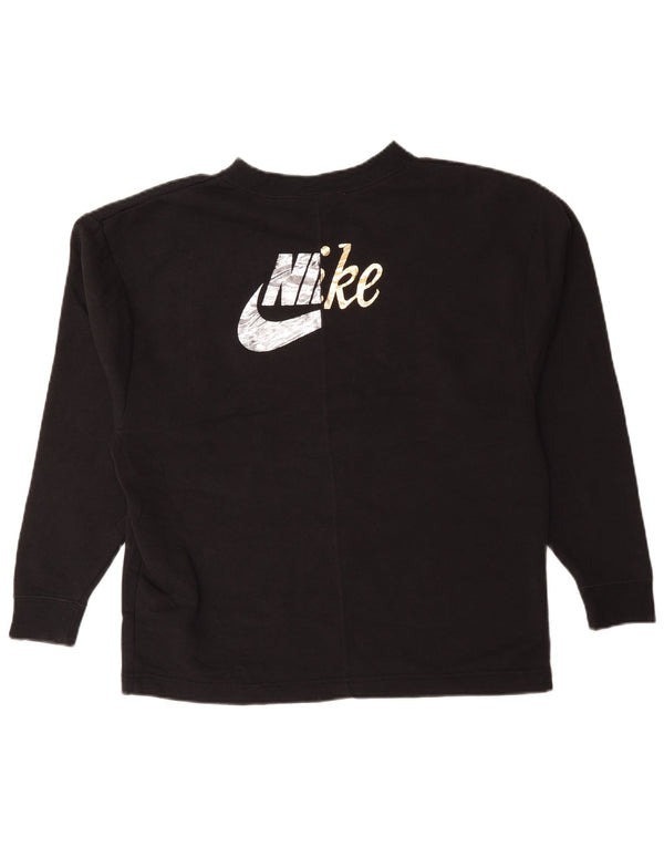 Nike Womens Graphic Oversized Sweatshirt Jumper UK 10 Small Black Cotton