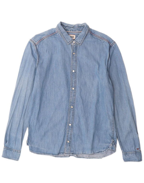 Tommy Hilfiger Mens Denim Shirt Large Blue Cotton