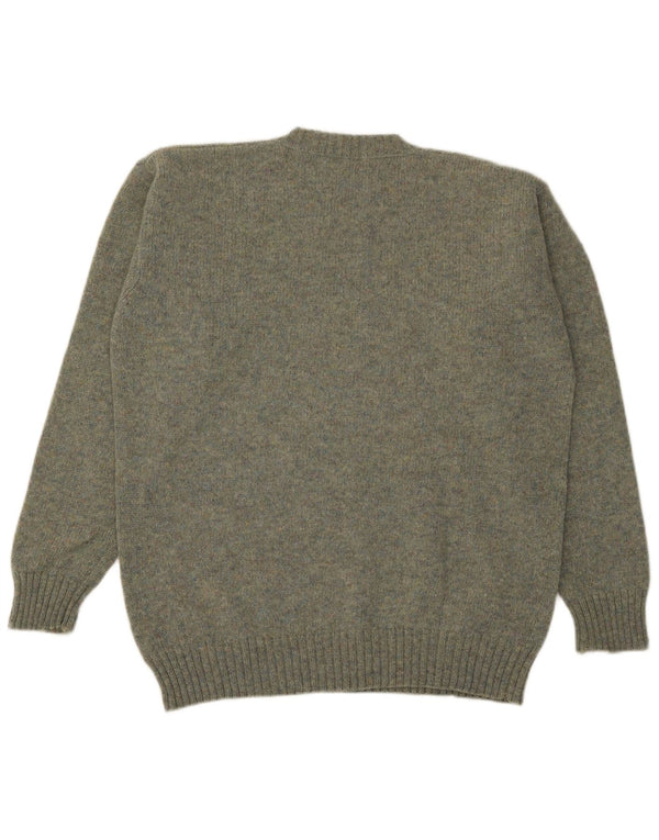 Rifle Mens Crew Neck Jumper Sweater Large Green Flecked New Wool