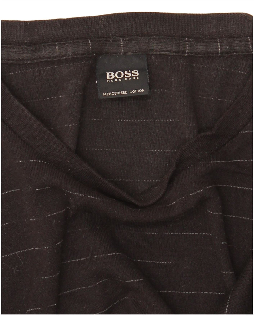 HUGO BOSS Mens Top Long Sleeve Large Black Pinstripe Cotton