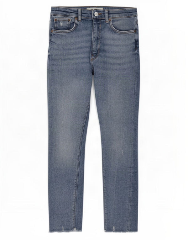 Zara Womens Crop High Rise Skinny Jeans EU 38 Small W24 L25 Blue Cotton