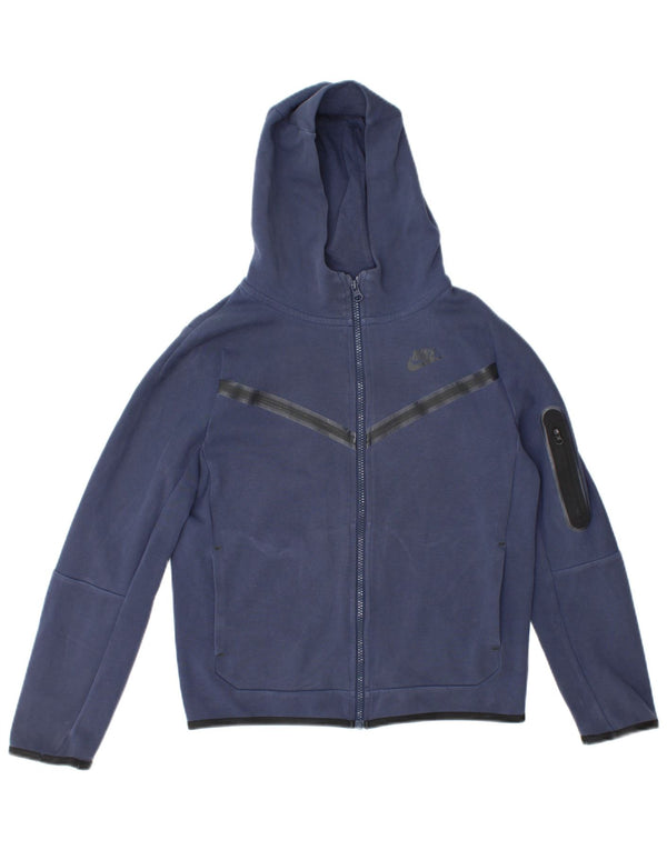 Nike Boys Zip Hoodie Sweater 12-13 Years Large Blue Cotton