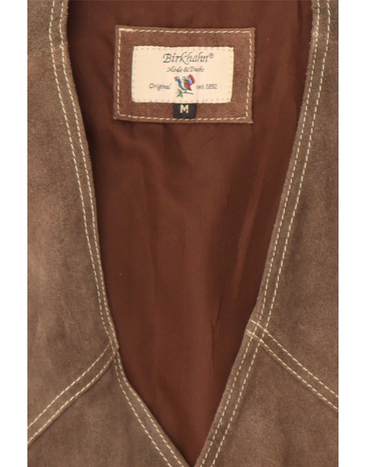 Vintage Mens Suede Waistcoat Medium Brown Leather