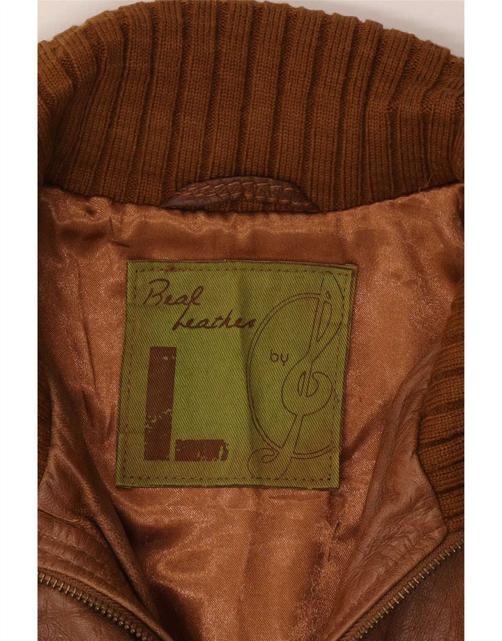 Vintage Womens Leather Jacket UK 16 Large Brown