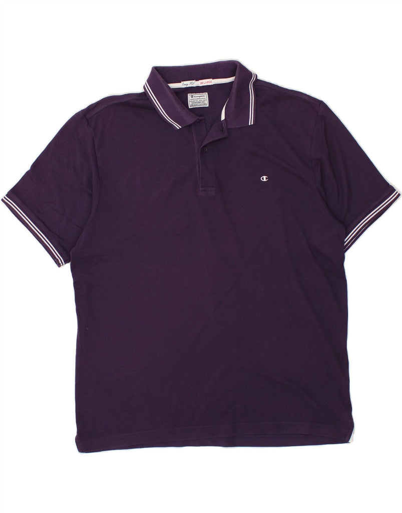 CHAMPION Mens Easy Fit Polo Shirt 2XL Purple Cotton | Vintage Champion | Thrift | Second-Hand Champion | Used Clothing | Messina Hembry 