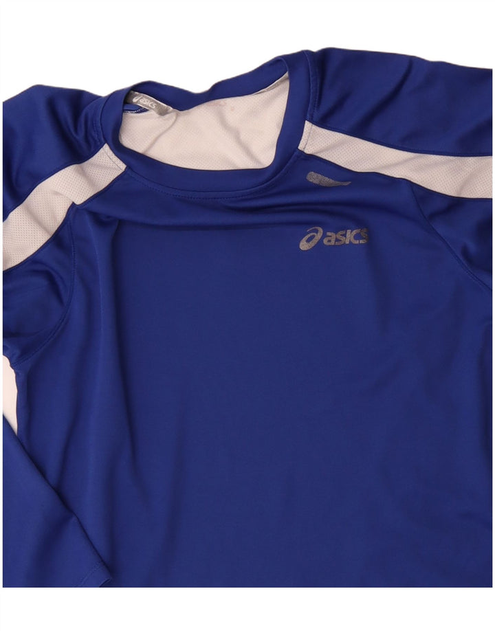 Asics Womens Top Long Sleeve UK 12 Medium Blue Colourblock Polyester