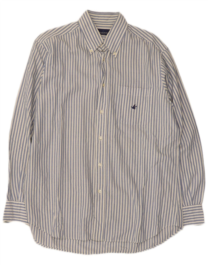Brooksfield Mens Shirt Size 40 Medium Blue Pinstripe Cotton