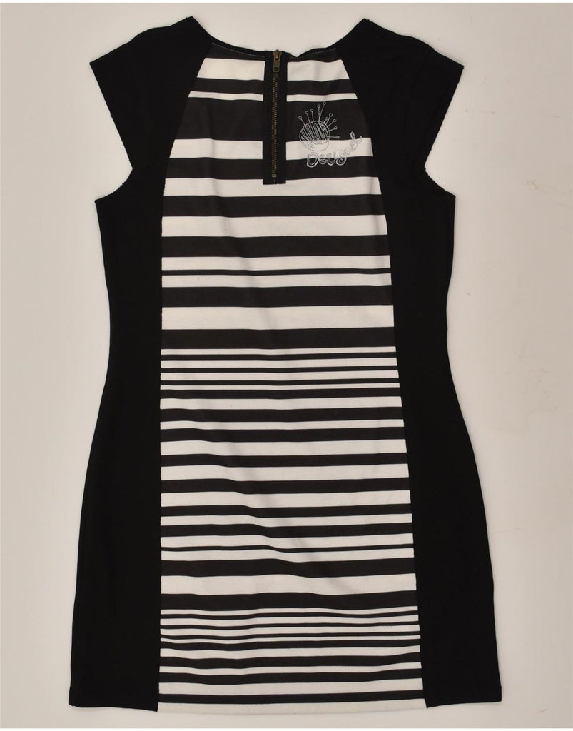 DESIGUAL Womens Sheath Dress UK 18 XL Black Striped Polyester | Vintage Desigual | Thrift | Second-Hand Desigual | Used Clothing | Messina Hembry 