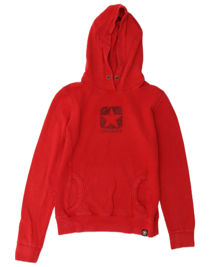 Converse Womens Graphic Hoodie Jumper UK 14 Medium Red Cotton
