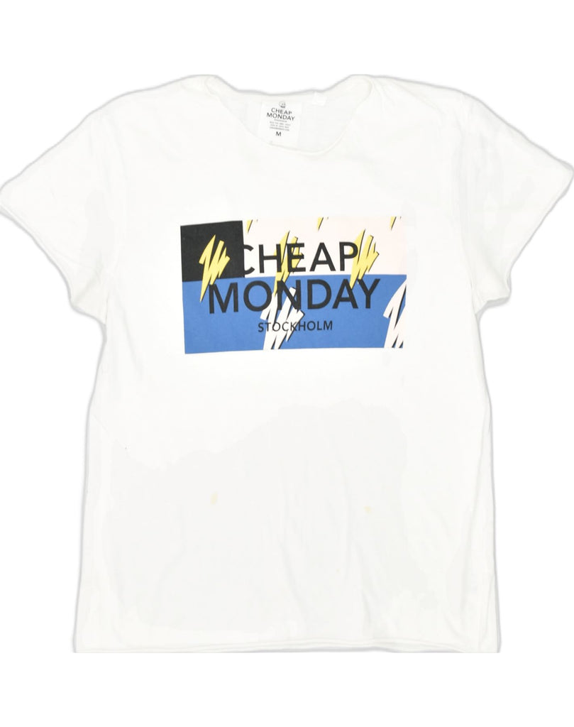 CHEAP MONDAY Mens Graphic T-Shirt Top Medium White Cotton | Vintage Cheap Monday | Thrift | Second-Hand Cheap Monday | Used Clothing | Messina Hembry 