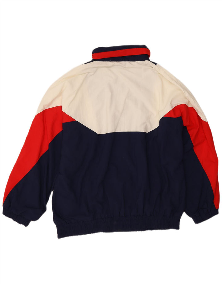 Vintage Mens Tracksuit Top Jacket XL Navy Blue Colourblock Polyamide