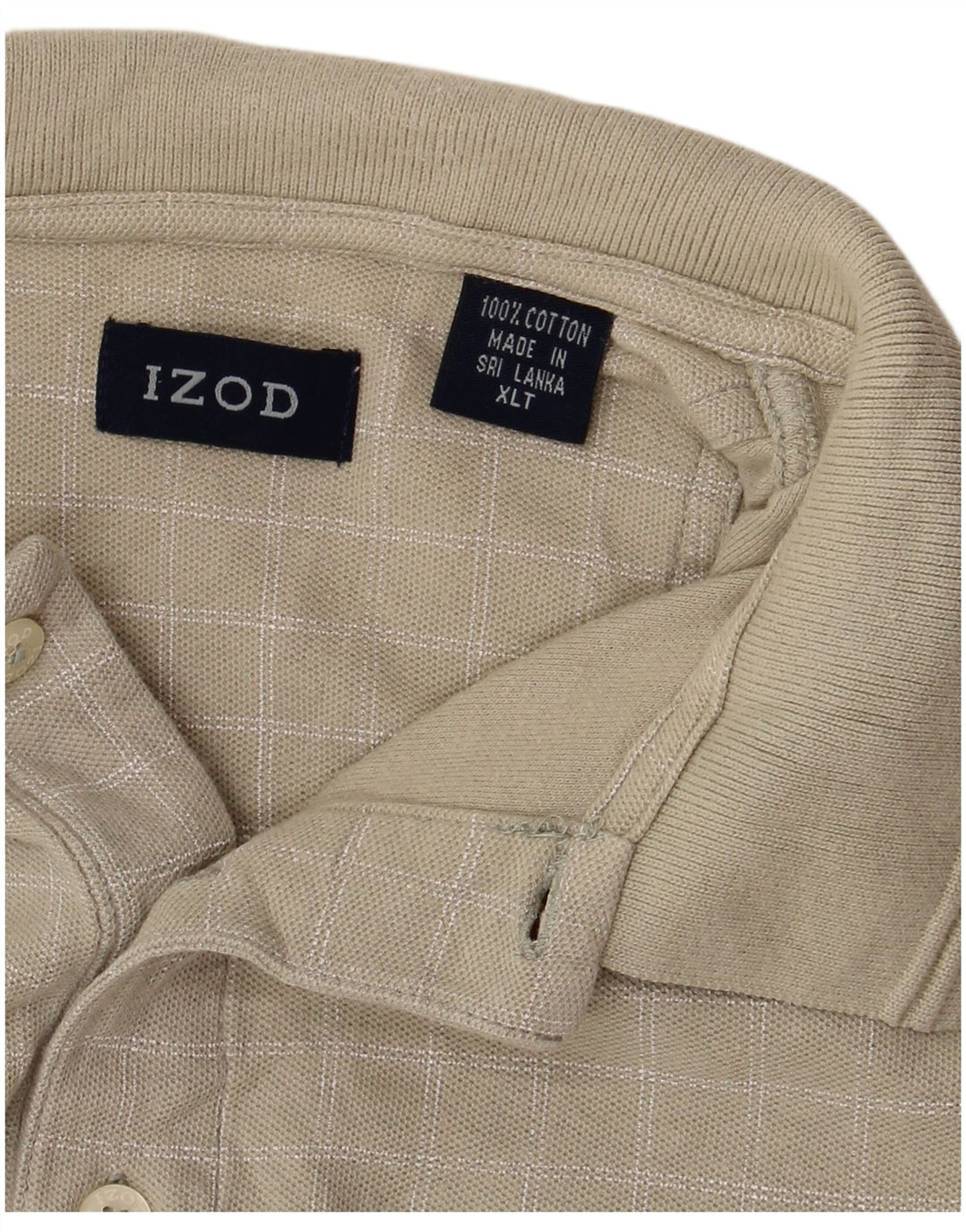 Izod Mens Tall Polo Shirt XL Green Geometric Cotton