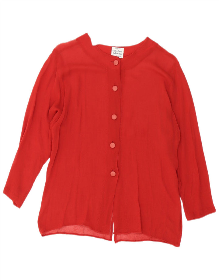 Benetton Womens Shirt Blouse IT 44 Medium Burgundy Viscose