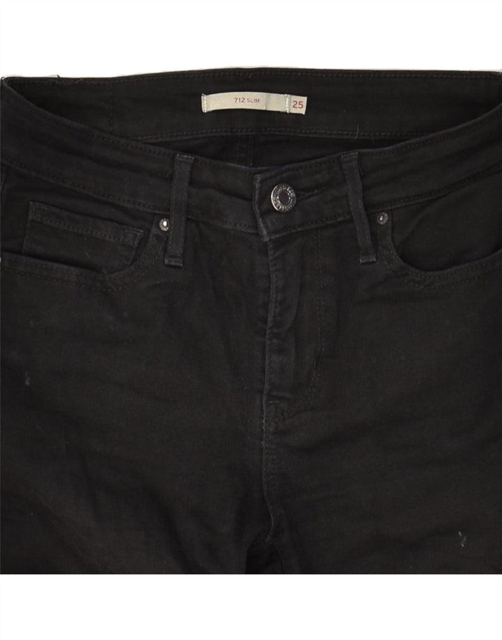LEVI'S Womens 712 Slim Jeans W25 L30 Black Cotton | Vintage Levi's | Thrift | Second-Hand Levi's | Used Clothing | Messina Hembry 