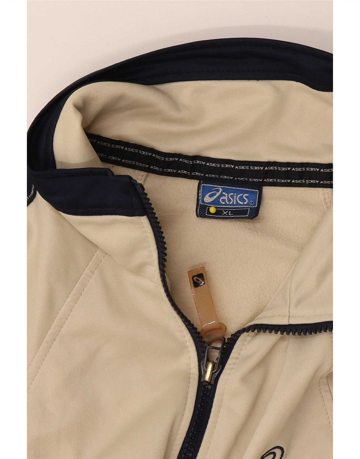 Asics Mens Tracksuit Top Jacket XL Beige Colourblock