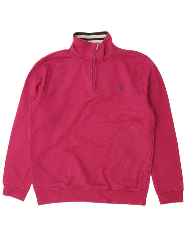Crew Clothing Mens Zip Neck Sweatshirt Jumper Large Pink Cotton
