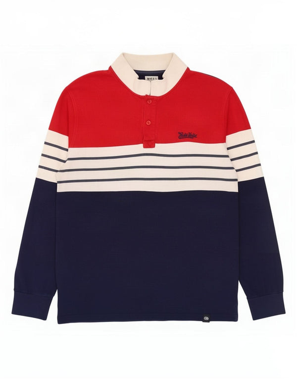 Ecko Unltd Womens Rugby Polo Shirt UK 14 Medium Navy Blue Colourblock