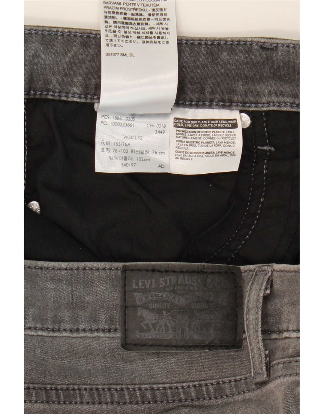 Levi's Womens 711 Skinny Jeans W30 L32 Grey Cotton