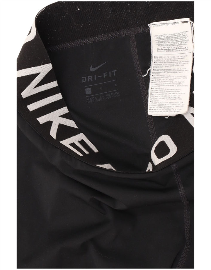 Nike Womens Dri Fit Graphic Leggings UK 16 Large  Black Polyester