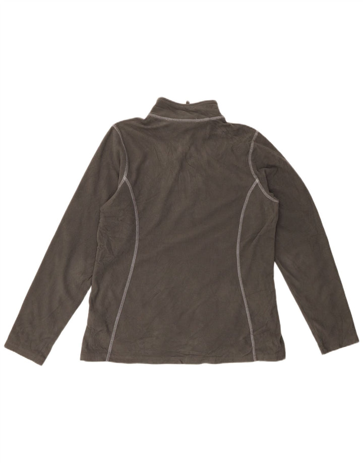 EDDIE BAUER Womens Zip Neck Fleece Jumper UK 16 Large Grey Polyester