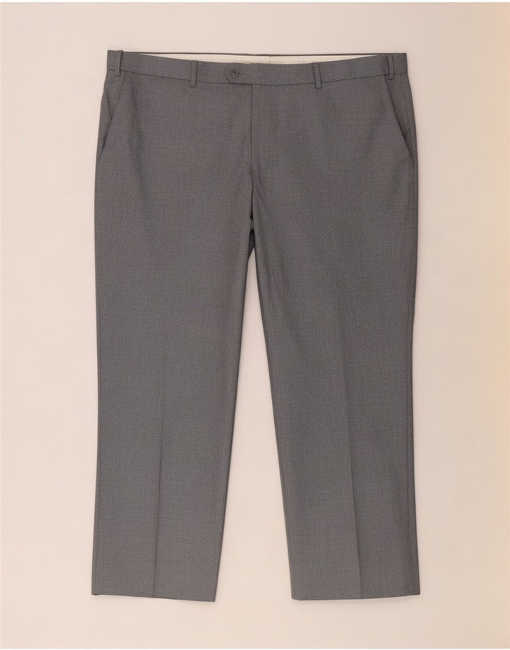 Marks & Spencer Mens Straight Chino Trousers W44 L29 Grey Polyester