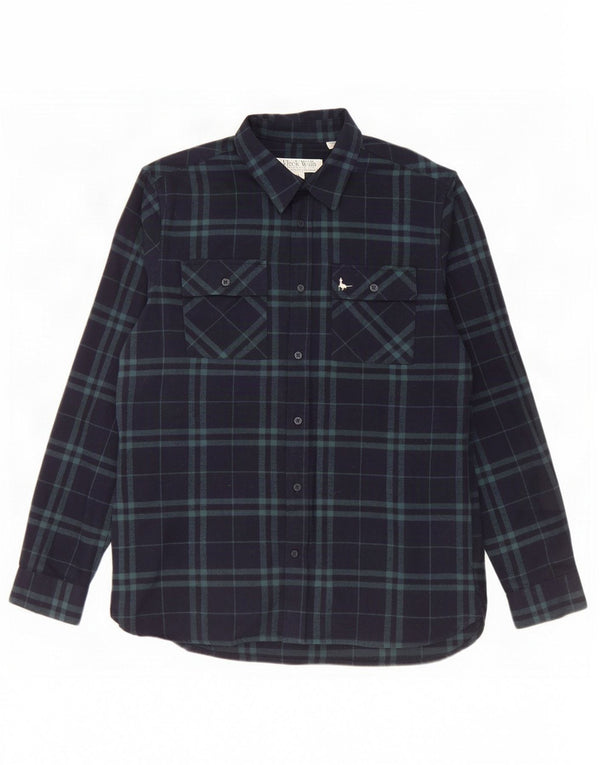 Jack Wills Mens Classic Fit Flannel Shirt Small Navy Blue Check Cotton