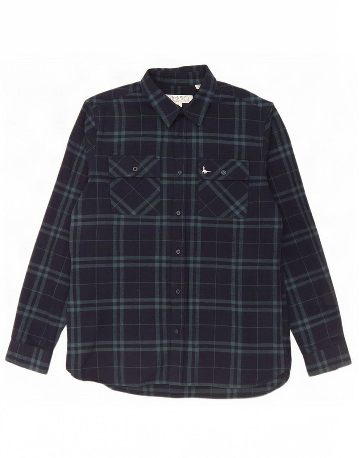 Jack Wills Mens Classic Fit Flannel Shirt Small Navy Blue Check Cotton