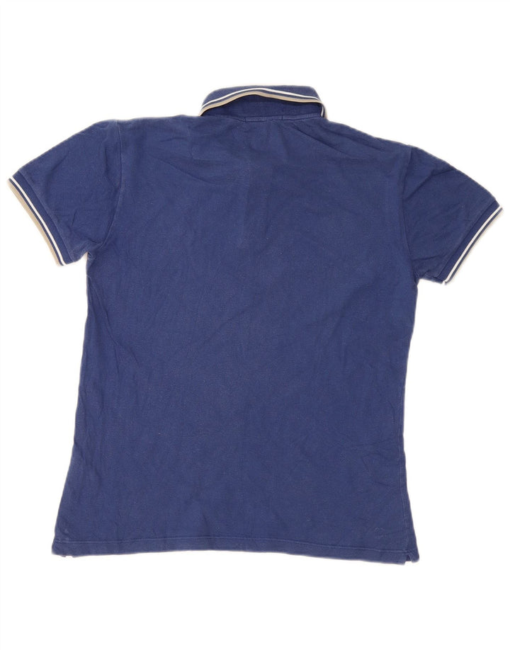 Fred Perry Mens Polo Shirt Small Navy Blue Striped Cotton