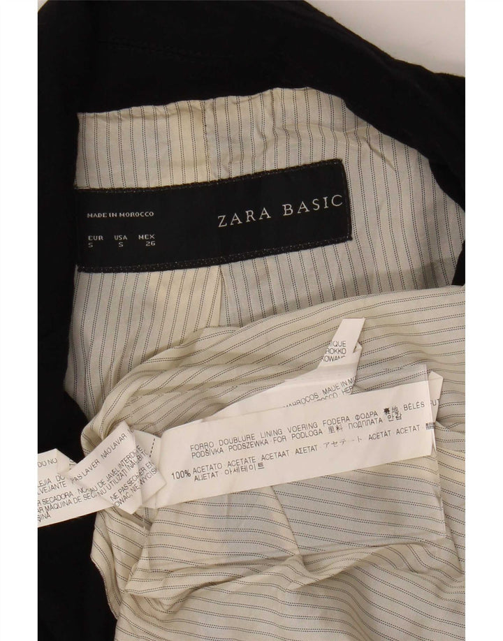 Zara Womens 1 Button Blazer Jacket UK 8 Small Black Acetate