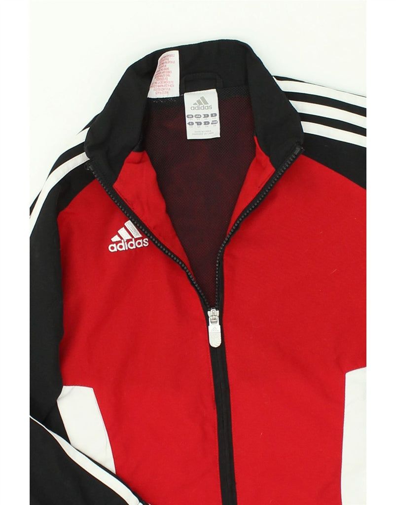 ADIDAS Boys Tracksuit Top Jacket 7-8 Years Red Colourblock Polyester | Vintage Adidas | Thrift | Second-Hand Adidas | Used Clothing | Messina Hembry 