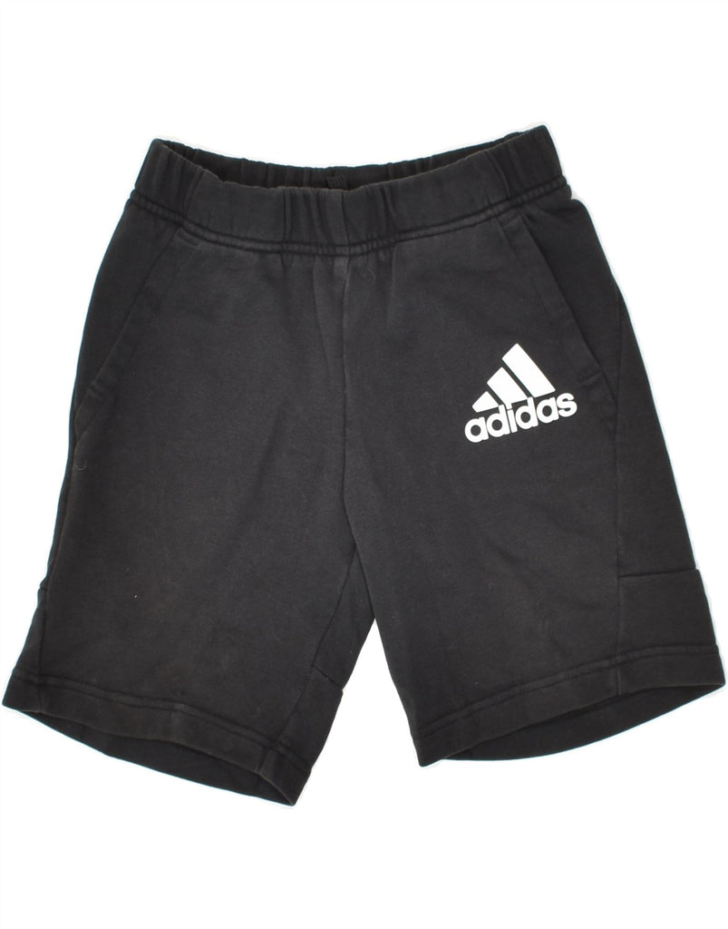 ADIDAS Boys Graphic Sport Shorts 9-10 Years Black Cotton | Vintage Adidas | Thrift | Second-Hand Adidas | Used Clothing | Messina Hembry 