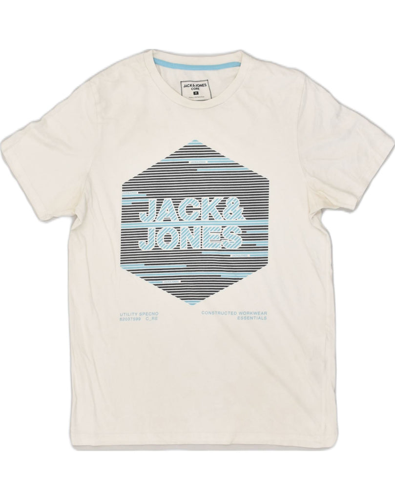 JACK & JONES Mens Core Graphic T-Shirt Top Medium White Cotton | Vintage Jack & Jones | Thrift | Second-Hand Jack & Jones | Used Clothing | Messina Hembry 