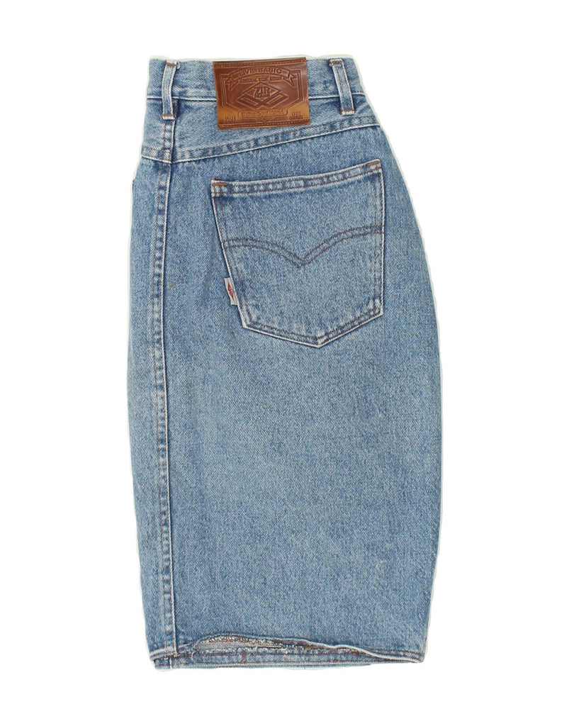 ZIP Womens Denim Pencil Skirt W28 Medium Blue Cotton Vintage Zip and Second-Hand Zip from Messina Hembry 