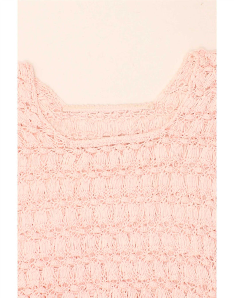 VINTAGE Womens Crochet Crop Top UK 10 Small Pink Vintage Vintage and Second-Hand Vintage from Messina Hembry 