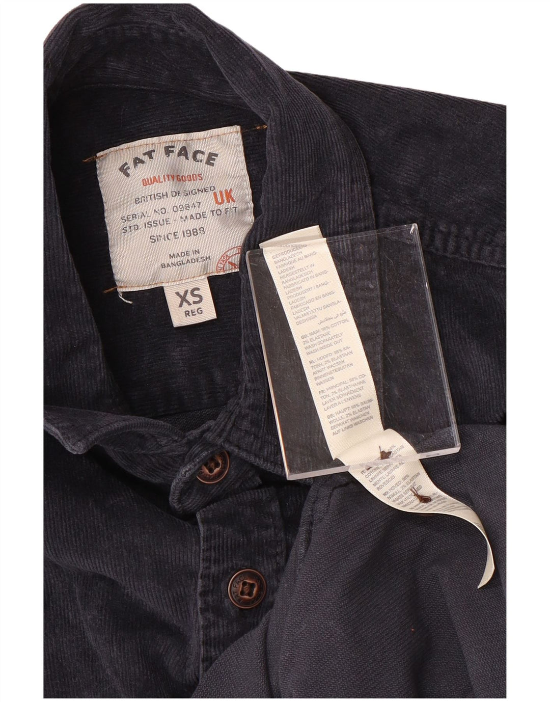 FAT FACE Mens Corduroy Shirt XS Navy Blue Cotton