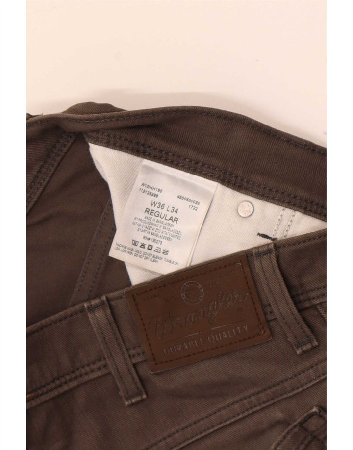 Wrangler Mens Regular Straight Jeans W36 L34 Brown Cotton