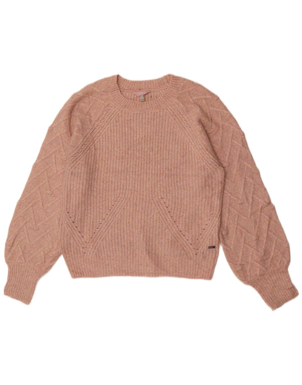 Joules Womens Oversized Boat Neck Jumper Sweater UK 10 Small Pink Flecked