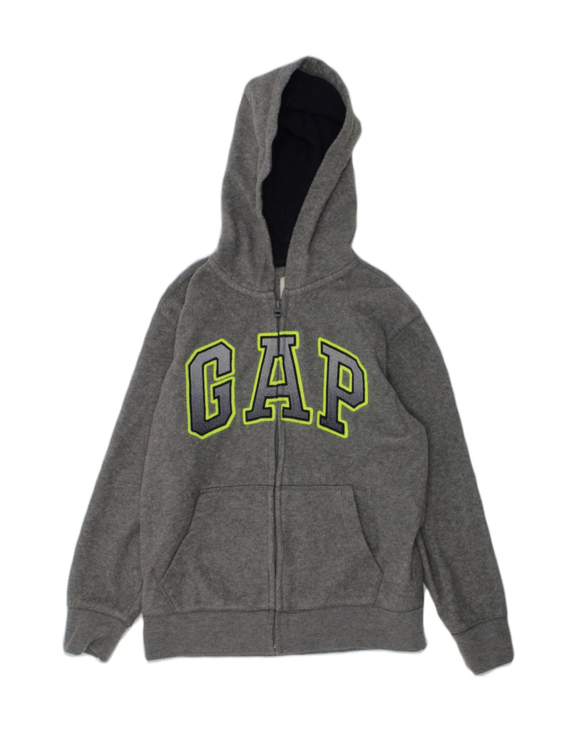 GAP Boys Graphic Zip Hoodie Sweater 10-11 Years Medium Grey Polyester | Vintage Gap | Thrift | Second-Hand Gap | Used Clothing | Messina Hembry 